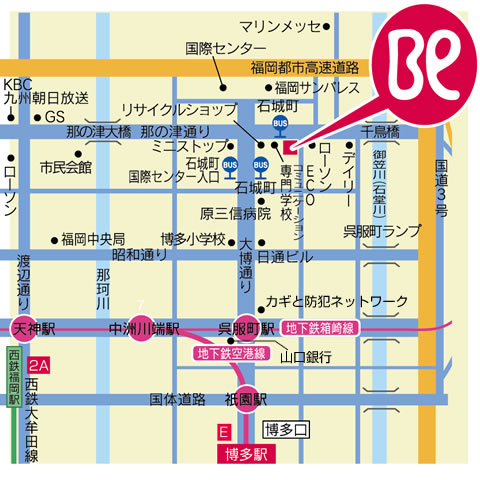 交通アクセス_福岡ベルエポック美容専門学校