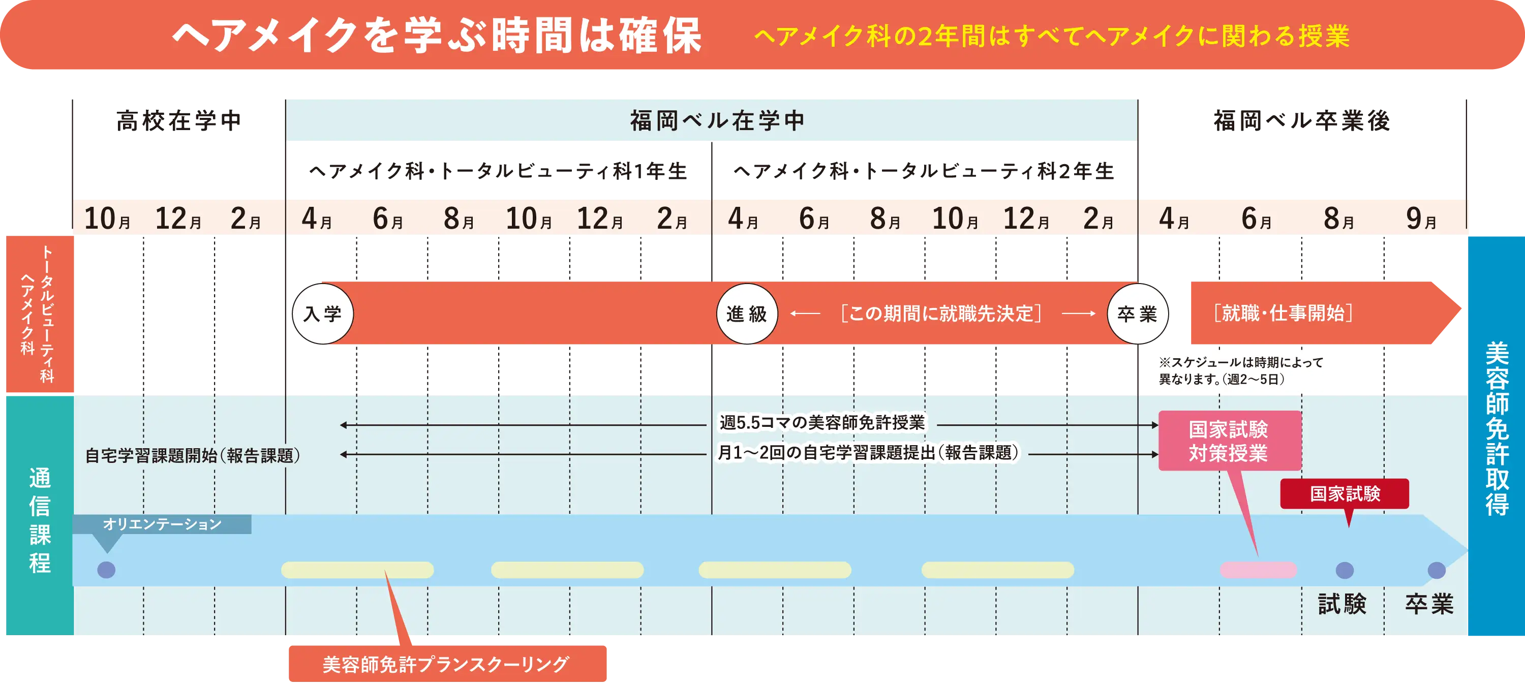 トータルビューティ科のスケジュール